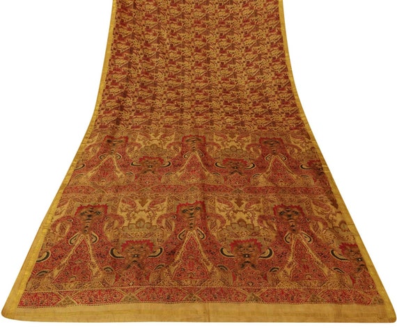 Vintage Floral imprimé Pure soie Saree robe jaune fabrication fabrication fabrication artisanale tissu 5 verges VPS51708 21ce05 Vintage Floral imprimé Pure soie Saree robe jaune fabrication fabrication fabrication artisanale tissu 5 verges VPS51708 21ce05