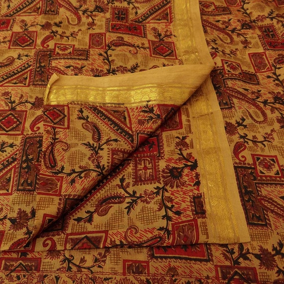 Vintage Floral imprimé Pure soie Saree robe jaune fabrication fabrication fabrication artisanale tissu 5 verges VPS51708 21ce05 Vintage Floral imprimé Pure soie Saree robe jaune fabrication fabrication fabrication artisanale tissu 5 verges VPS51708 21ce05