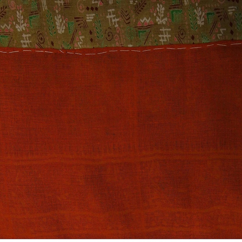 Paisley /& Leaves Print Sari Vintage Pure Silk Light Brown Sari Craft Decor Fabric VMIN-VPS-PS60197 Indian Traditional Sari