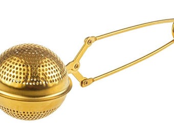 Colador de té dorado de acero inoxidable para té de hojas sueltas
