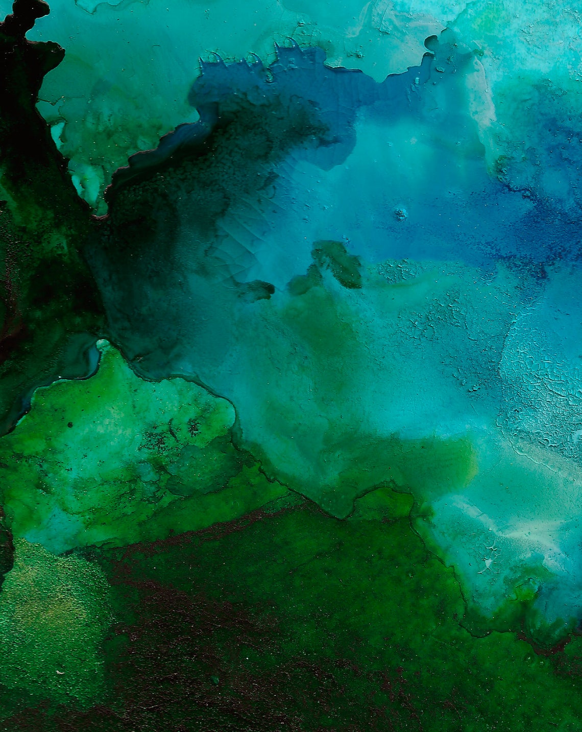 Modern Ocean Art Print Ocean Waves Wall Decor Turquoise Etsy