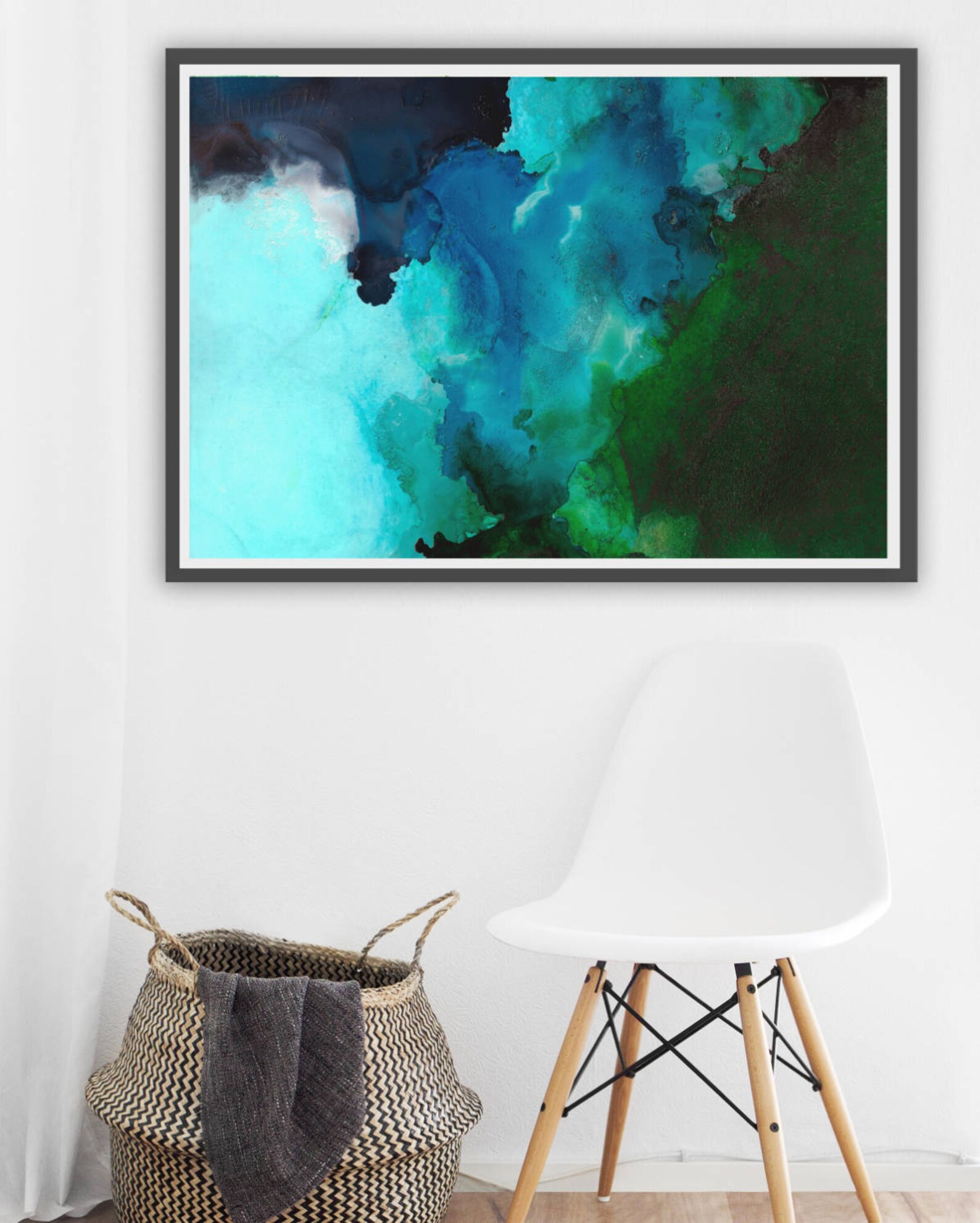 Modern Ocean Art Print Ocean Waves Wall Decor Turquoise Etsy