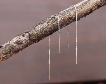 Sterling Silver Threader Earrings | Long | Delicate | 925 | Simple | Minimalist | Fashion Earrings | Simple Earrings | Pull-through