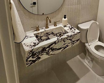 Wall/Top Mount Calacatta Viola Marble Sink (Fully customizable)