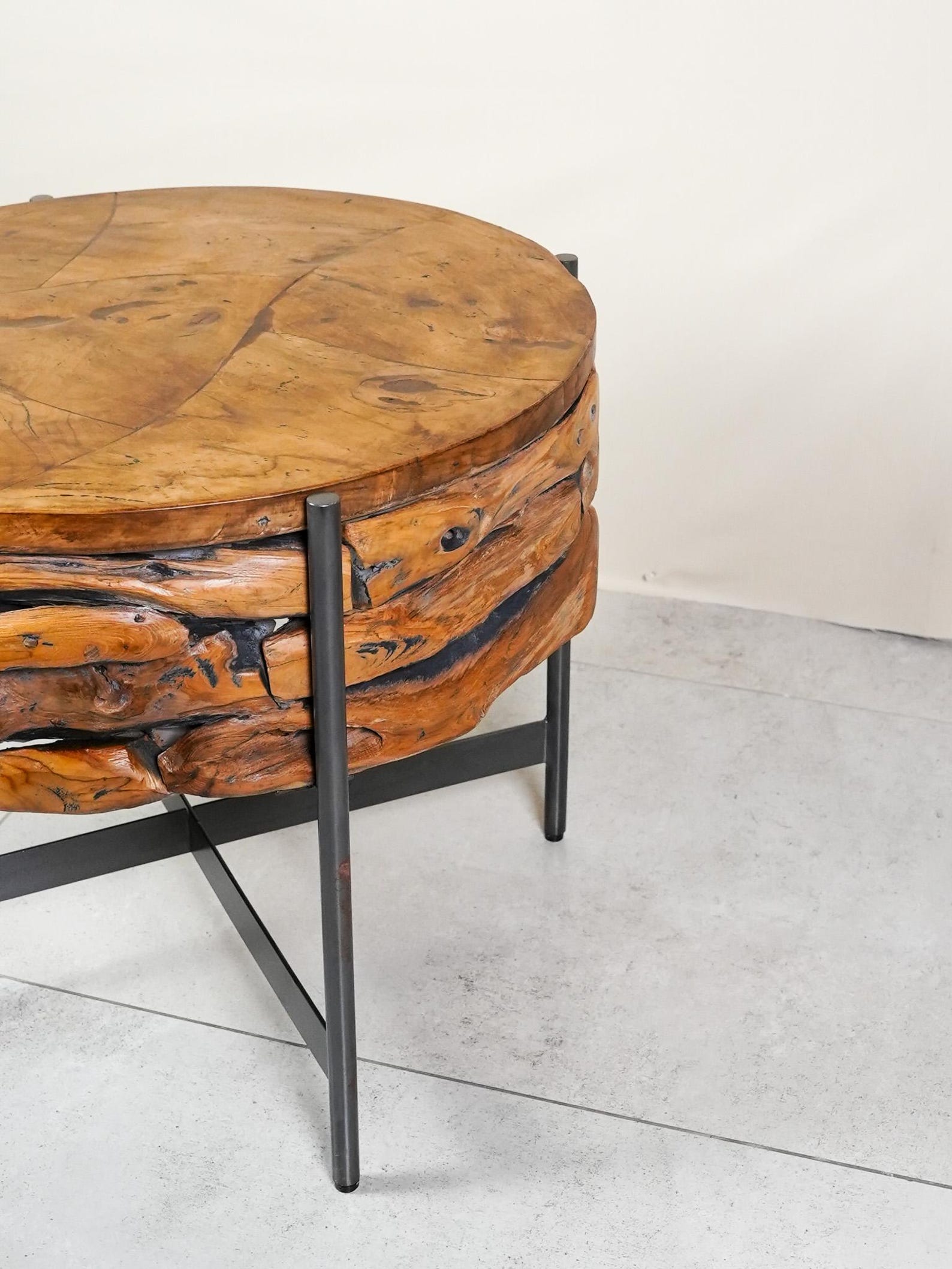 Recycled Teak Root Coffee Table, Solid Wood Round Center Table - Etsy