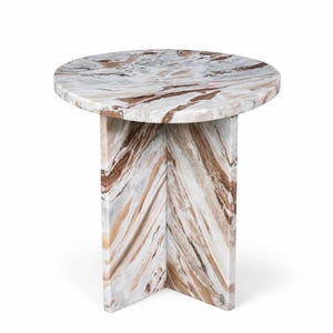 Natural Marble Accent Table, Handcrafted Stone Side Table, Modern End Table