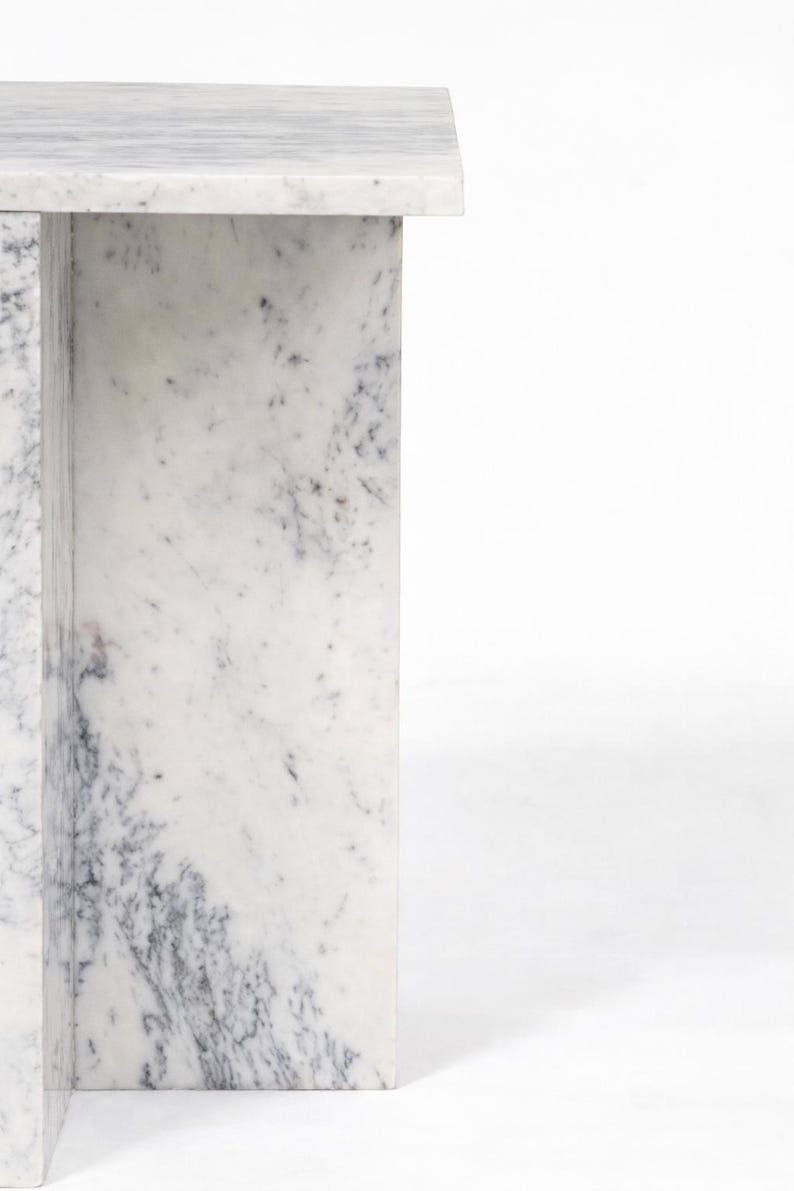 Rectangular Marble Side Table Violet Veined Marble Accent Table, Modern Stone Side Table - Etsy