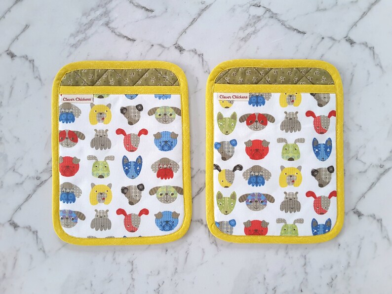 Dog Potholder Set Cute Dog Kitchen Decor Oven Mitts Etsy
