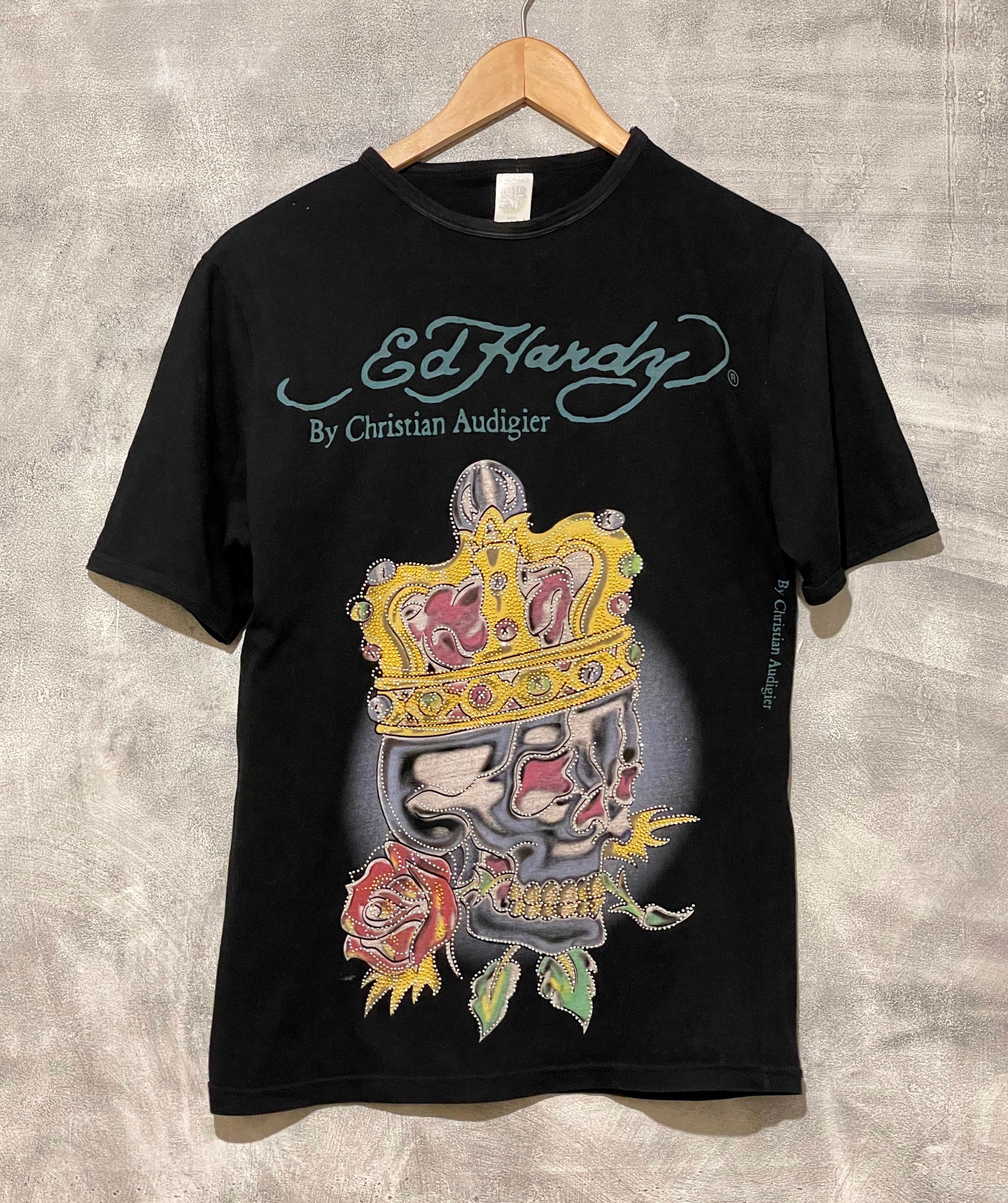 Ed Hardy Tee Shirt Black Top Boho Grunge Made in USA Hollywood Christian Audigier Size S M