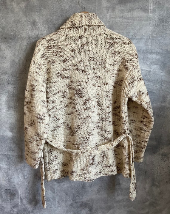 Vintage   handmade cream sweater / buttoned sweat… - image 9