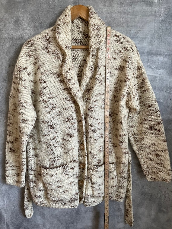 Vintage   handmade cream sweater / buttoned sweat… - image 7