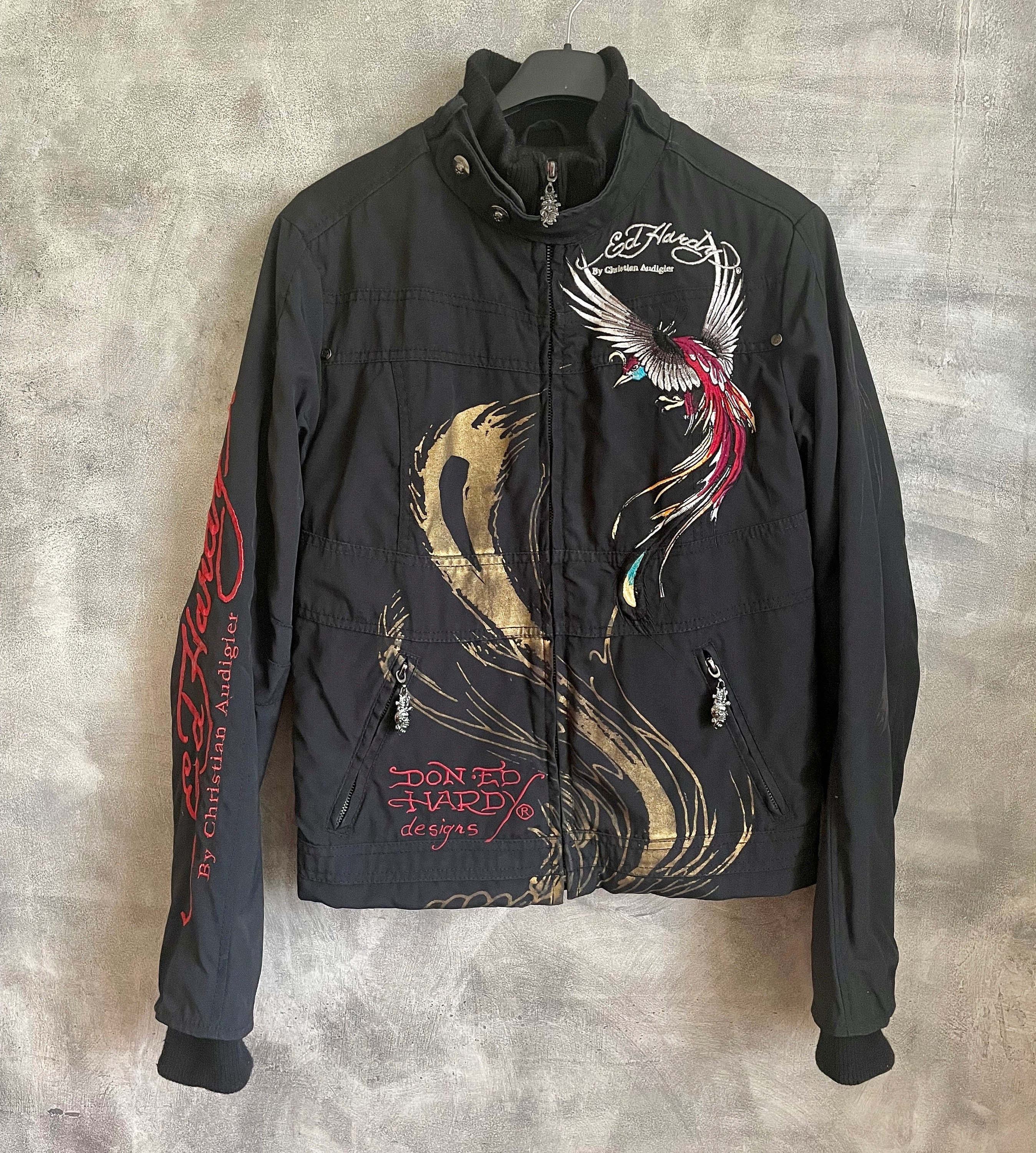 Ed hardy hot sale mens leather jacket