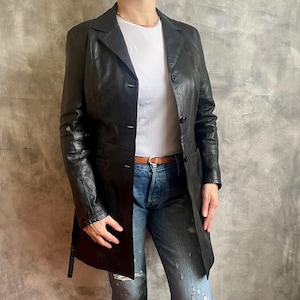 Blouson en cuir Vera Pelle / Fabriqué en Italie / Blouson en cuir classique Taille 46
