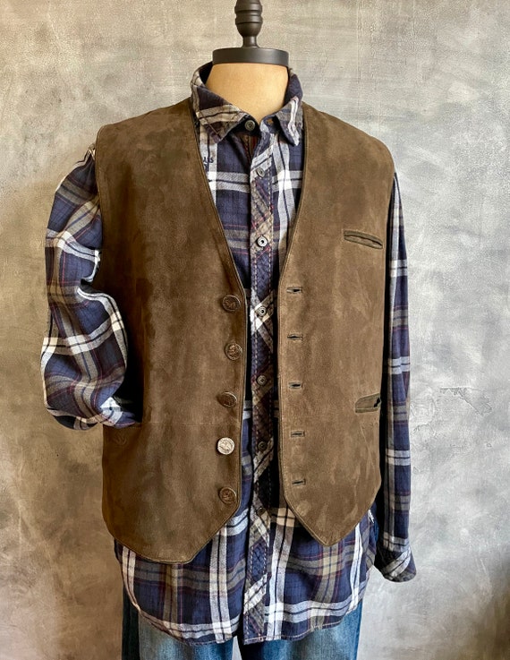 Clothing Suede Leather Vest / Trachten Folk Vest /