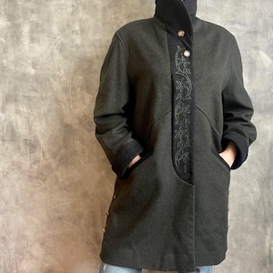 Vintage Menswear Wool Blazer Jacket L German  Coat Tyrolean Trachten Jacket Loden