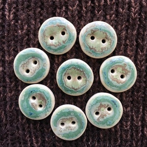 Set of 8 small ceramic buttons. Handmade ceramic square buttons.
