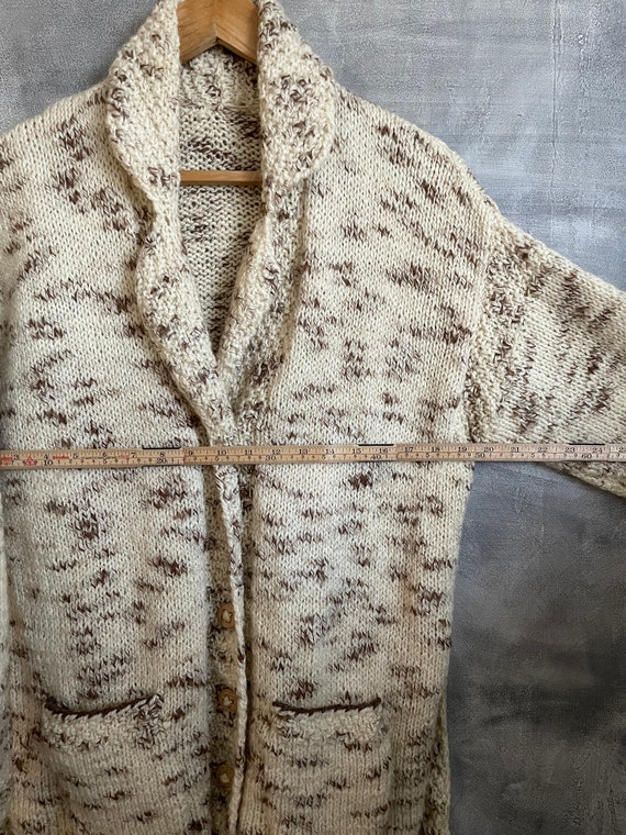 Vintage   handmade cream sweater / buttoned sweat… - image 8