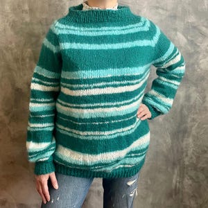 Vintage 90er Jahre Handstrickpullover / Pullover / Handgestrickter Pullover / Grösse M