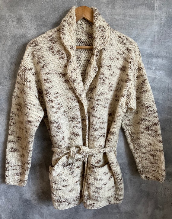 Vintage   handmade cream sweater / buttoned sweat… - image 2