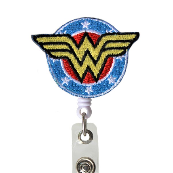 Wonder Woman Badge Reel - Nurse ID Holder, medical and hospital badge reel, wonderwoman retractable Lanyard for RN, office staff