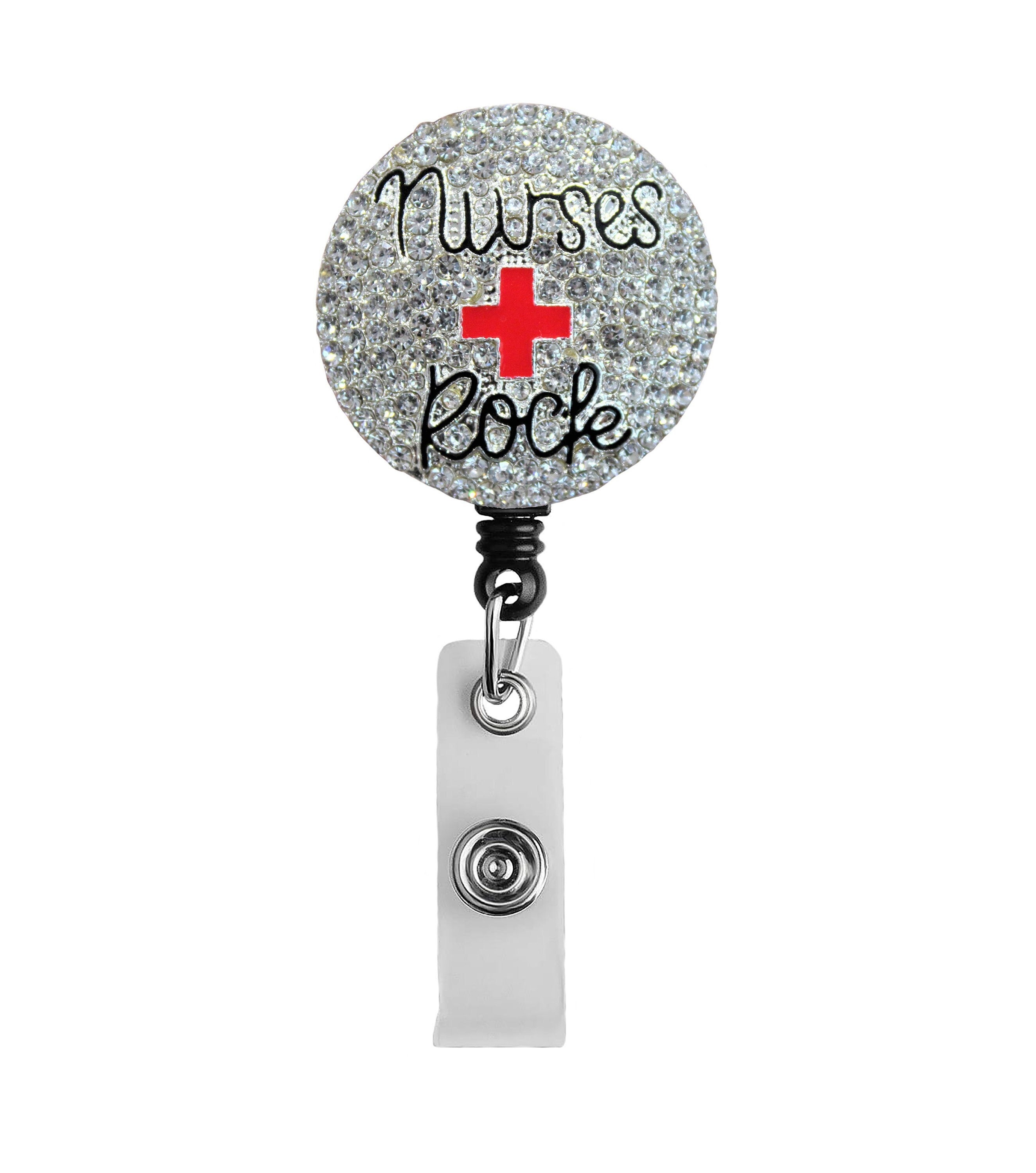 Nurses Rock Bling Badge Reel Rhinestone Sparkly Retractable ID
