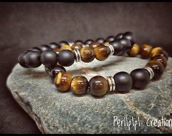 Discreet onyx and tiger eye couple bracelets tiger eye bracelet matte onyx bracelet onyx and tiger eye bracelet