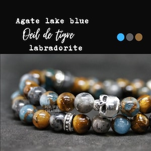 Labradorite bracelet - tiger&#39;s eye bracelet and natural lake blue - agate bracelet Unisex handmade jewelry made from natural stones