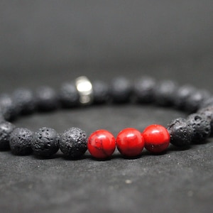 Men's bracelet - Lava stone bracelet - Red Turquoise bracelet