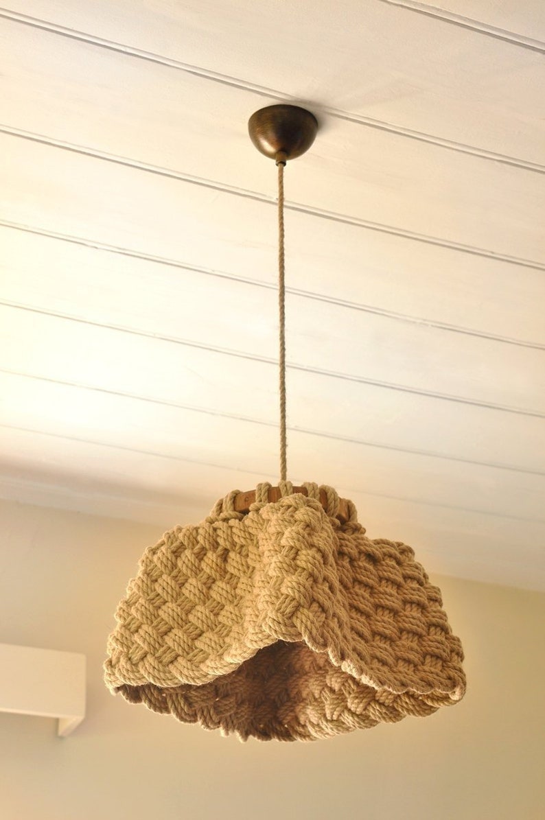 Nautical Pendant Lighting Bohemian Style Rope Ceiling Light Image 0