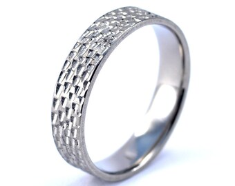 Handmade Titanium Wedding Band: Minimalist Textured Ring, Allergy Free