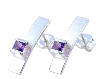 Moderne elegante Orringe,Silber Ohrringe, Amethyst Ohrringe, geometrische Ohrringe,minimalistische Ohrringe,Edelstein ohrringe, Ohrringe