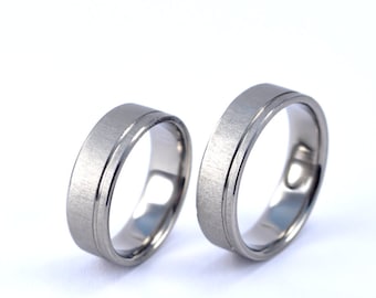 Handmade Titanium Wedding rings set, Wedding Bands set Titanium,  Modern titanium rings, titanium rings,elegant contemporary titanium rings