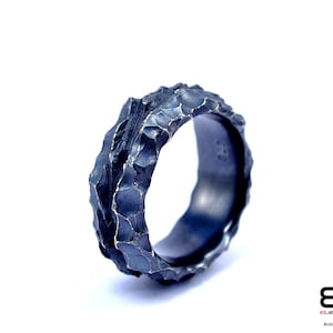 Brutalist black silver ring, Silver ring, Faceted silver ring, oxidized silver ring, modern black silver ring, contemporary ring,chunky ring