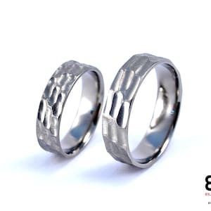 Pair of Wedding rings Wedding Bands Titanium handmade unique modern texture design for men & women Free Shipping World wide