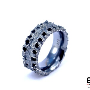 Chunky black silver ring, brutalist black silver ring, oxidized silver ring, ring for men, ring for women,black patina ring,alternative ring