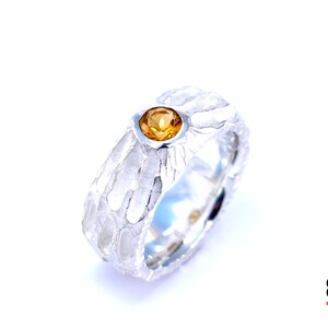 Chunky Silver with Citrine gemstone,Brutalist ring with citrine,alternative engagement ring,citrine gemstone ring,citrine statement ring