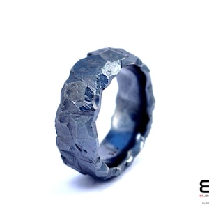 Chunky black silver Ring, oxidized Silver Ring, brutalist silver ring, wide silver ring, irregular surface ring, ring for men,ring for women