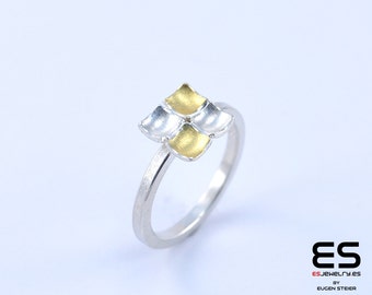 Ring Silber 925 und 24 k gold Mozaiku Sammlung Keum Boo / Kum Boo ES Schmuck Platz