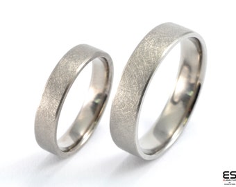Titanium Wedding Ring Set, Contemporary His and Hers Bands