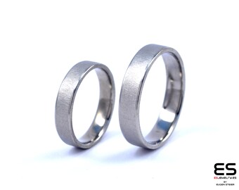 Handmade Titanium Wedding Ring Set, Modern Band, Lightweight