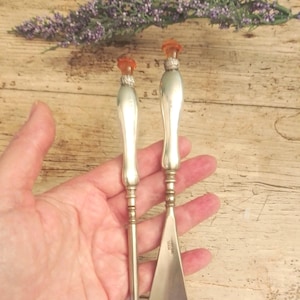 Chausse-pied et patère Antique en Argent avec Embouts Chardon en Verre Topaze par W. Johnson & Son 1914, Crochet pour Botte, Gant ou Corset