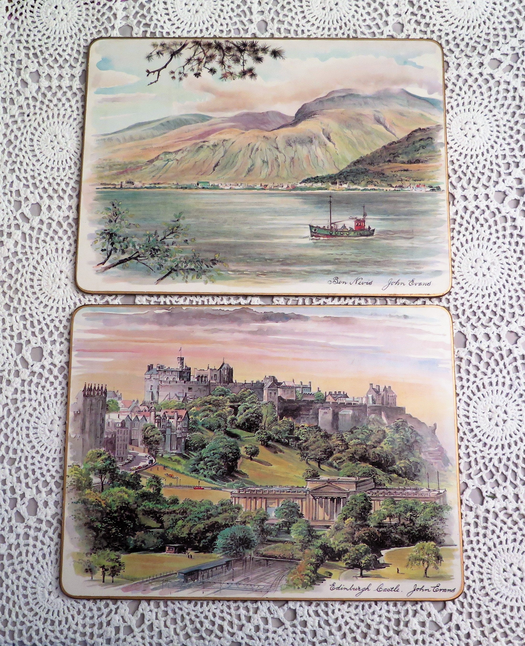 6 Scottish Placemats Scottish Scenes Set of Six Vintage Etsy