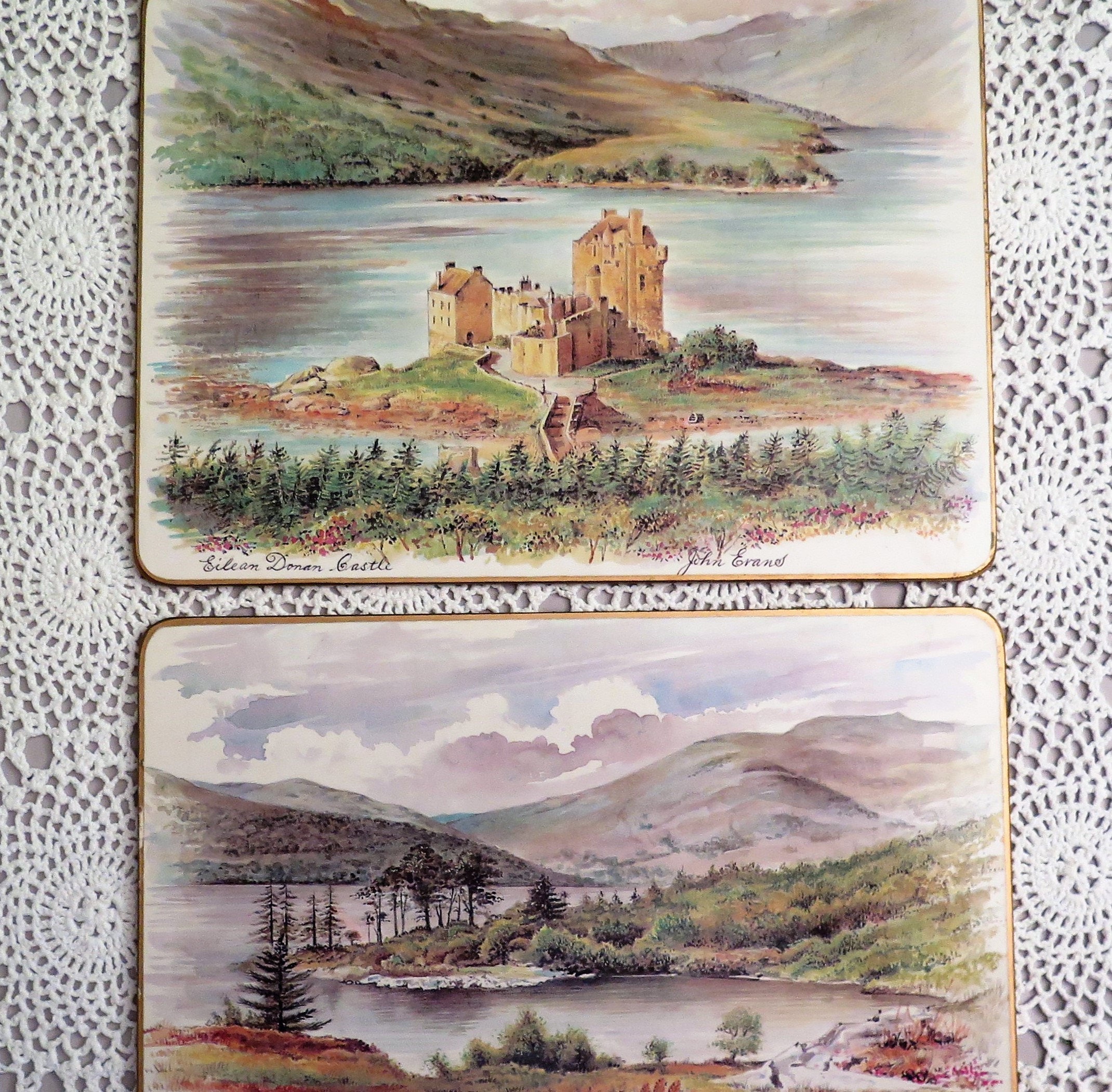 6 Scottish Placemats Scottish Scenes Set of Six Vintage Etsy