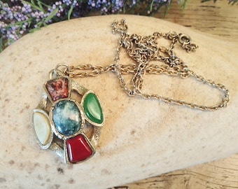 Vintage Scottish Pendant, Vintage Celtic Pendant, Knotwork Pendant, Faux Agate, Miracle Style, Scottish Gift, Gift for Her