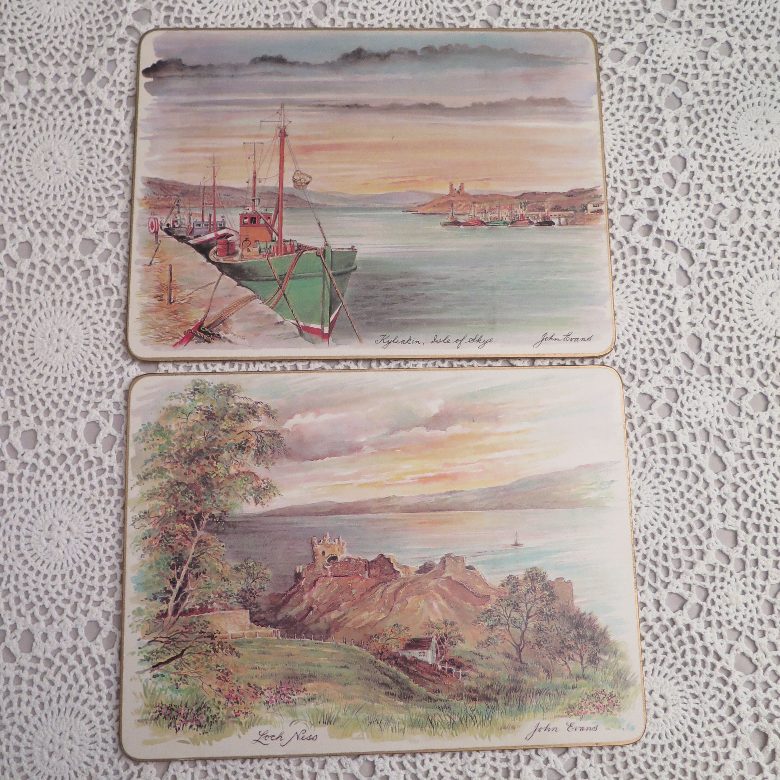 6 Scottish Placemats Scottish Scenes Set of Six Vintage Etsy