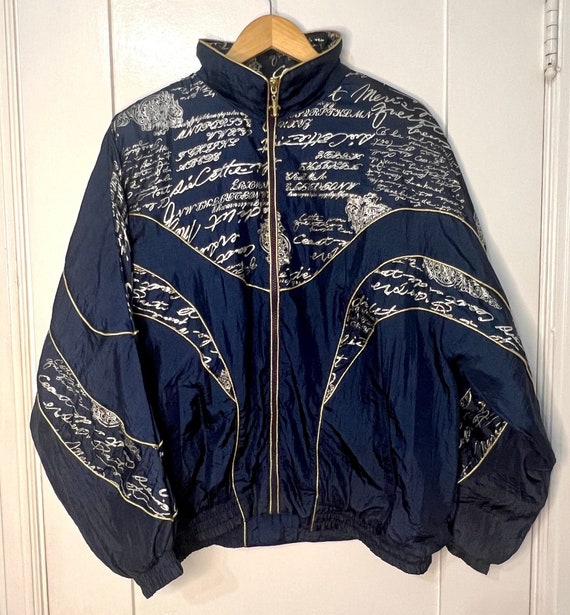 Vtg 90s Windbreaker Set / Jacket and Pants / Navy,