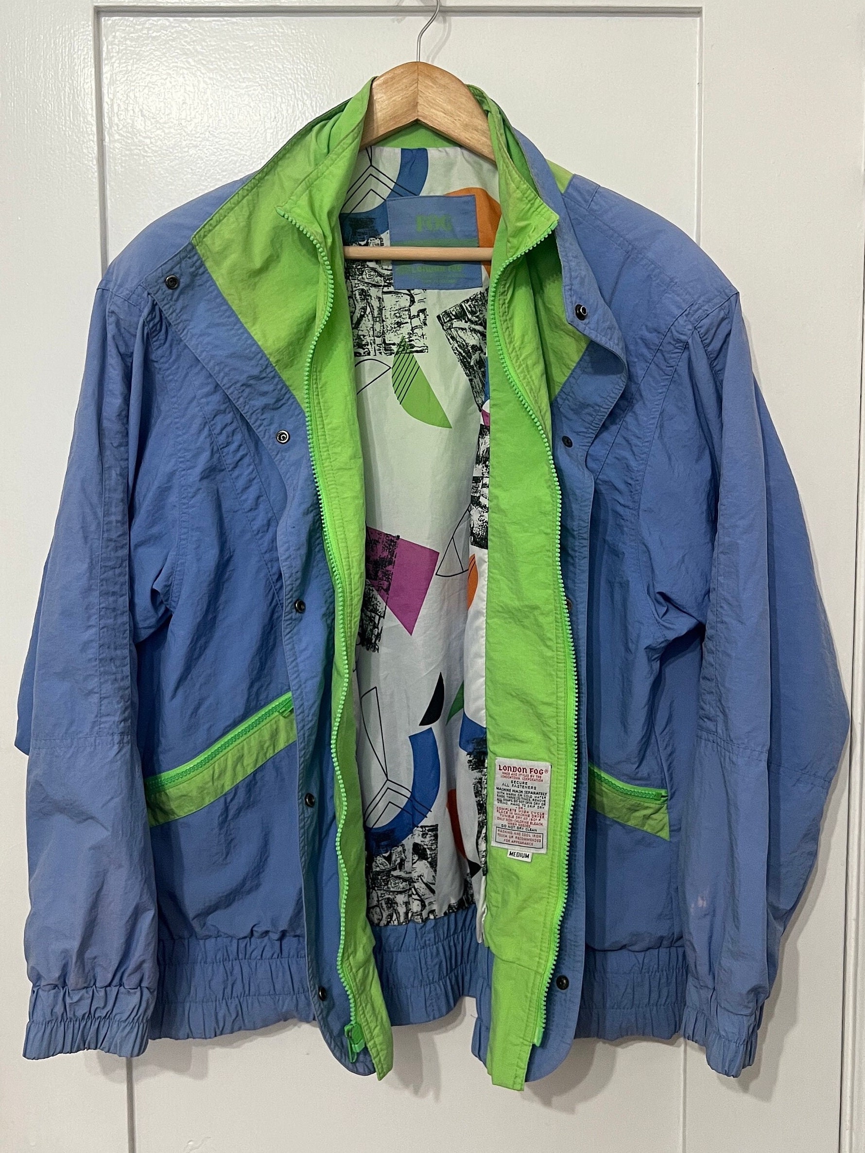 Vtg Fog by London Fog Purple and Green Windbreaker - With