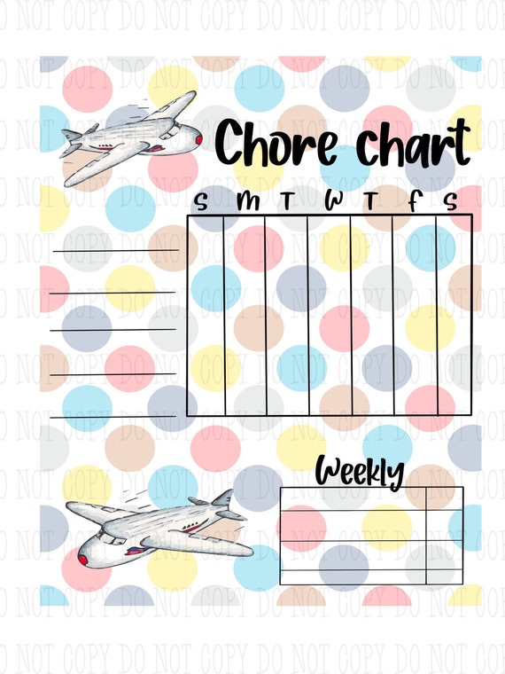 Airplane Chore Chart Dry Erase Board Sublimation PNG Digital | Etsy