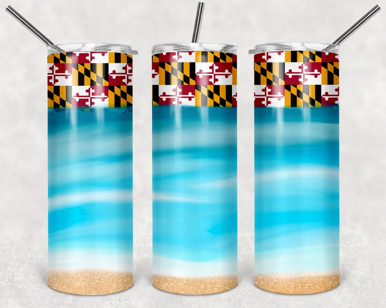 Download Maryland State Flag & Beach Scene 20 ounce Tumbler ...