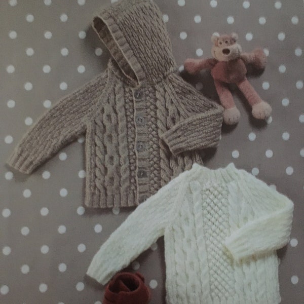 Baby Knitting pattern for Jacket & Sweater. Size 3 mths - 6yrs. Baby and child pattern. Hooded jacket. DK pattern.